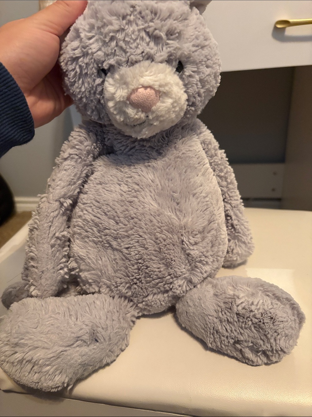 Jellycat Light Grey Plush Bunny with Pink Nose